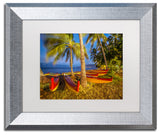 Pierre Leclerc 'Maui Outriggers' Matted Framed Art, Silver Frame, White, 14x11
