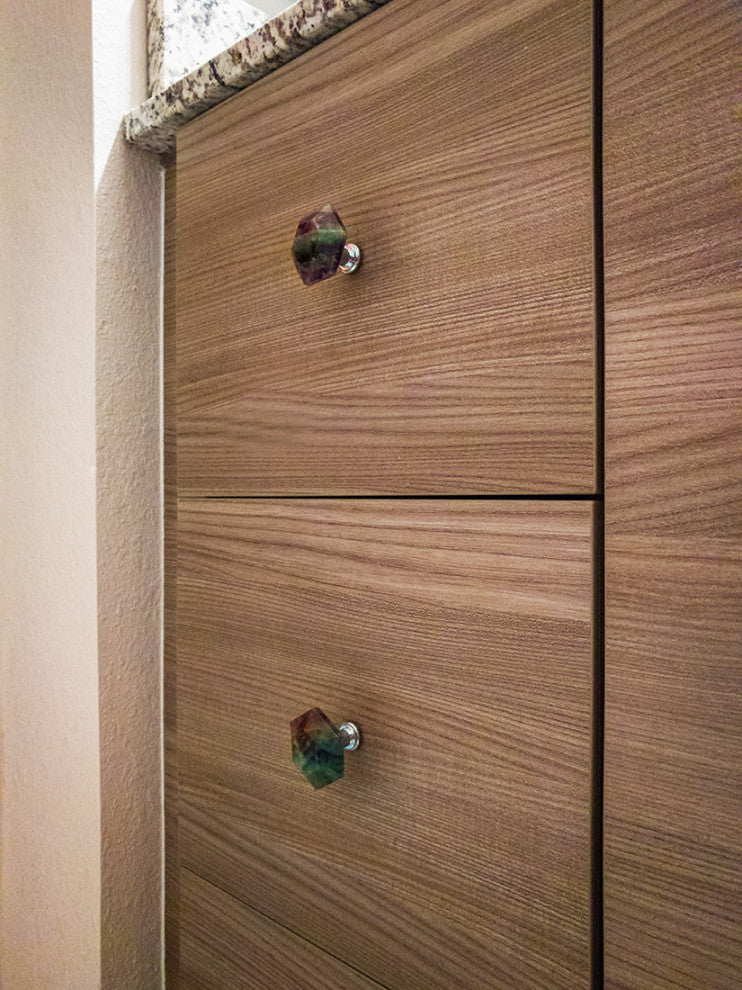 Natural Fluorite Crystal Hexagon Cabinet Knob or Drawer Pulls Set of 4