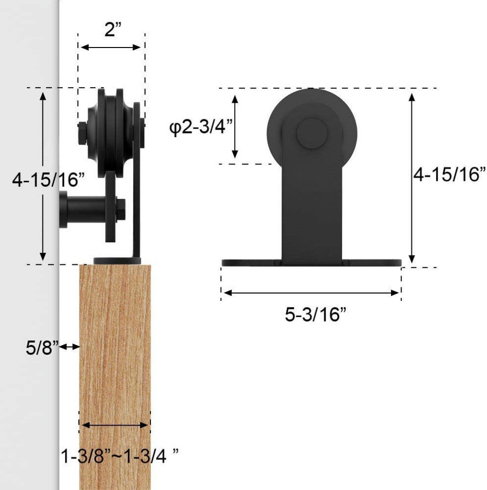 ZEKOO Top Mount Sliding Barn Door Hardware Kit for Double Door, 11'