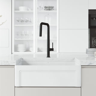 VIGO Parsons 18" H Single Handle Pull-Down Sprayer Kitchen Faucet, Matte Black, Without Extras