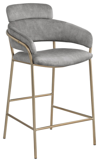 Yara Beige Velvet Upholstered Counter Stool, Grey