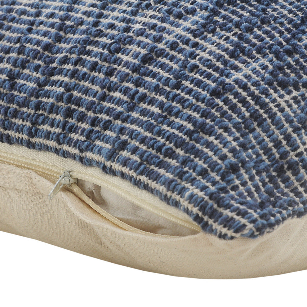 Ox Bay Handwoven Blue Diamond Organic Cotton Pillow Cover, 20"x20"
