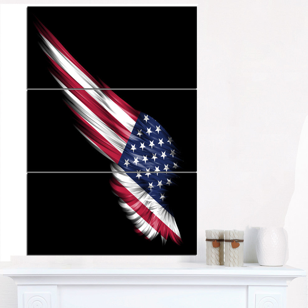 "Wing With American Flag" Digital Canvas Print, 3 Panels, 28"x36"