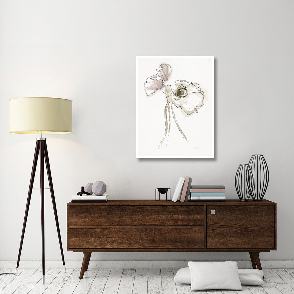 "Three Somniferums Poppies Neutral II" Paper Print by Shirley Novak, 32"x42"