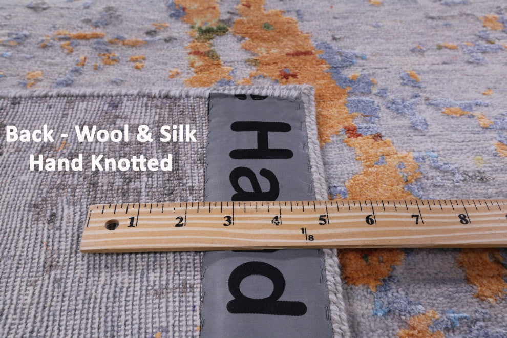 8' 0" X 10' 6" Wool & Silk Abstract Hand Knotted Rug - Q13510