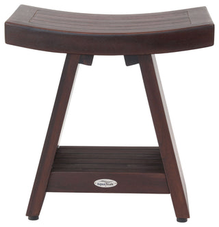 18" Asia Mocha-Shield Teak Shower Bench With Shelf