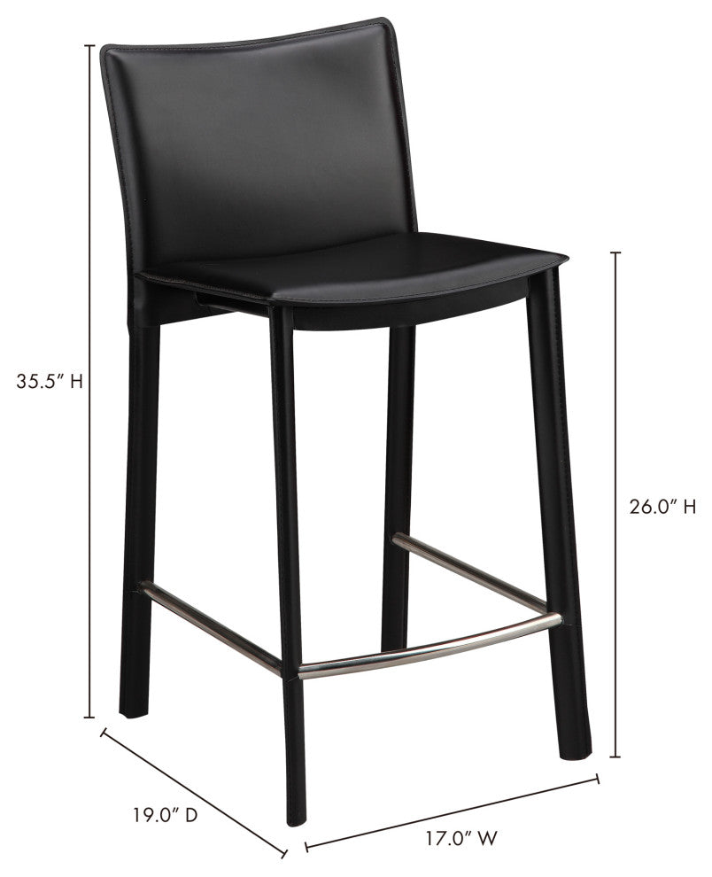 Modern Panca Counter Stool 26" Black - Black