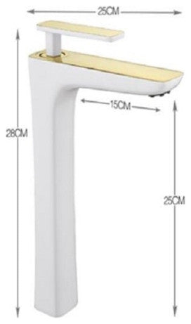 BathSelect Sleek Design White and Chrome Combination Long Deck Faucet