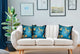 Plutus Bronze Blossom Blue Floral Luxury Throw Pillow, 22"x22"