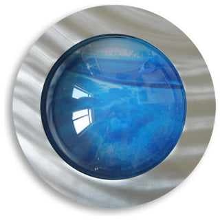 Brushed Aluminum Style Fish Bubble Aquarium - Deluxe Wall Mounted Fish Tank - B