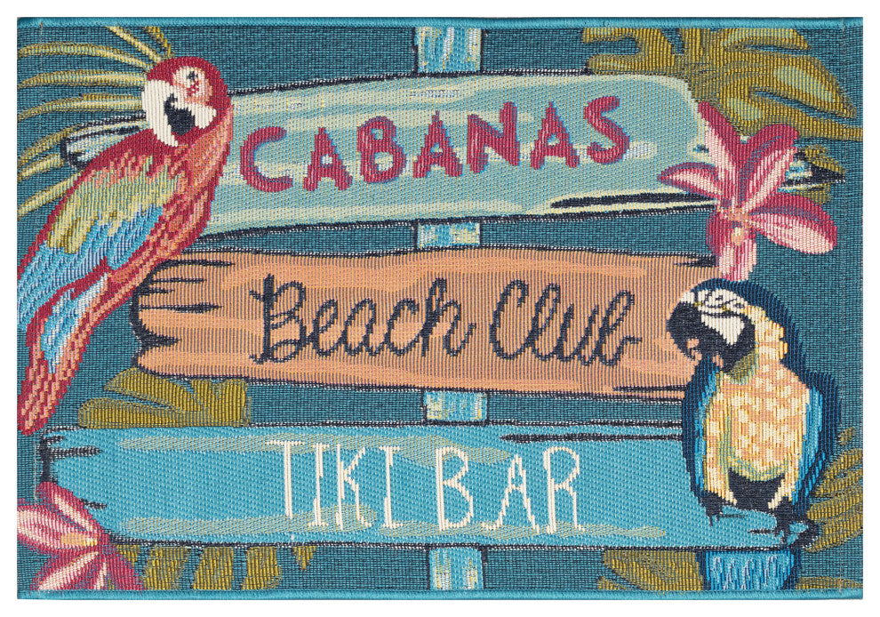 Esencia Summer Signs Indoor/Outdoor Mat Multi 1'11"x4'11"