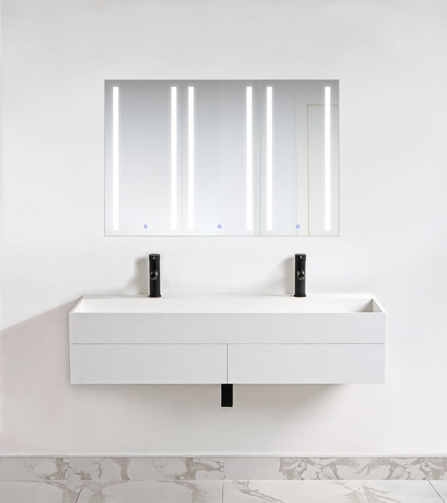 45" x 30" Tri-View  LED Medicine Cabinet With DeFog, Dimmer, LLR