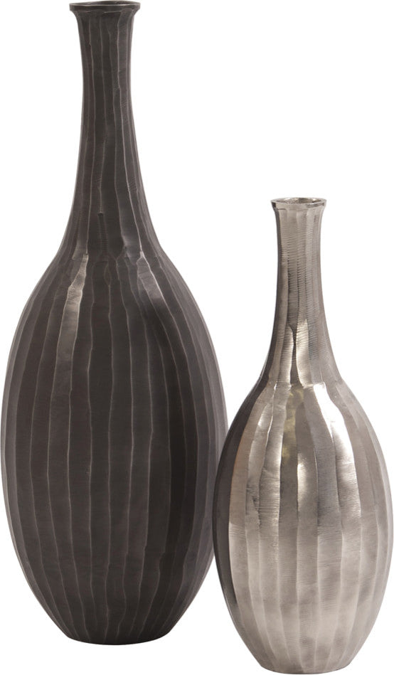 Howard Elliott Silver Chiseled Metal Bottle