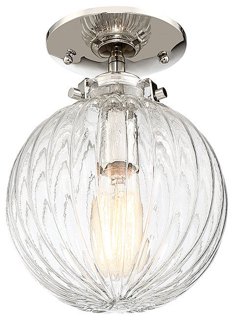 1-Light Semi-Flush Mount, Polished Nickel