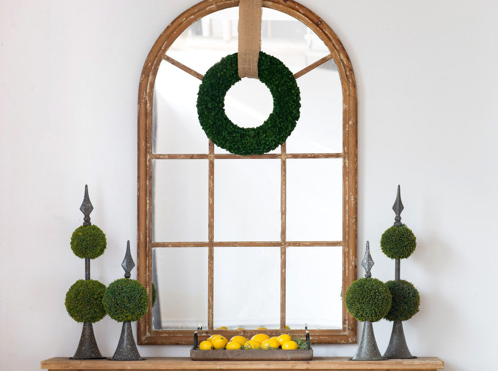 Gewnee Large Arched Accent Mirror with Brown Frame