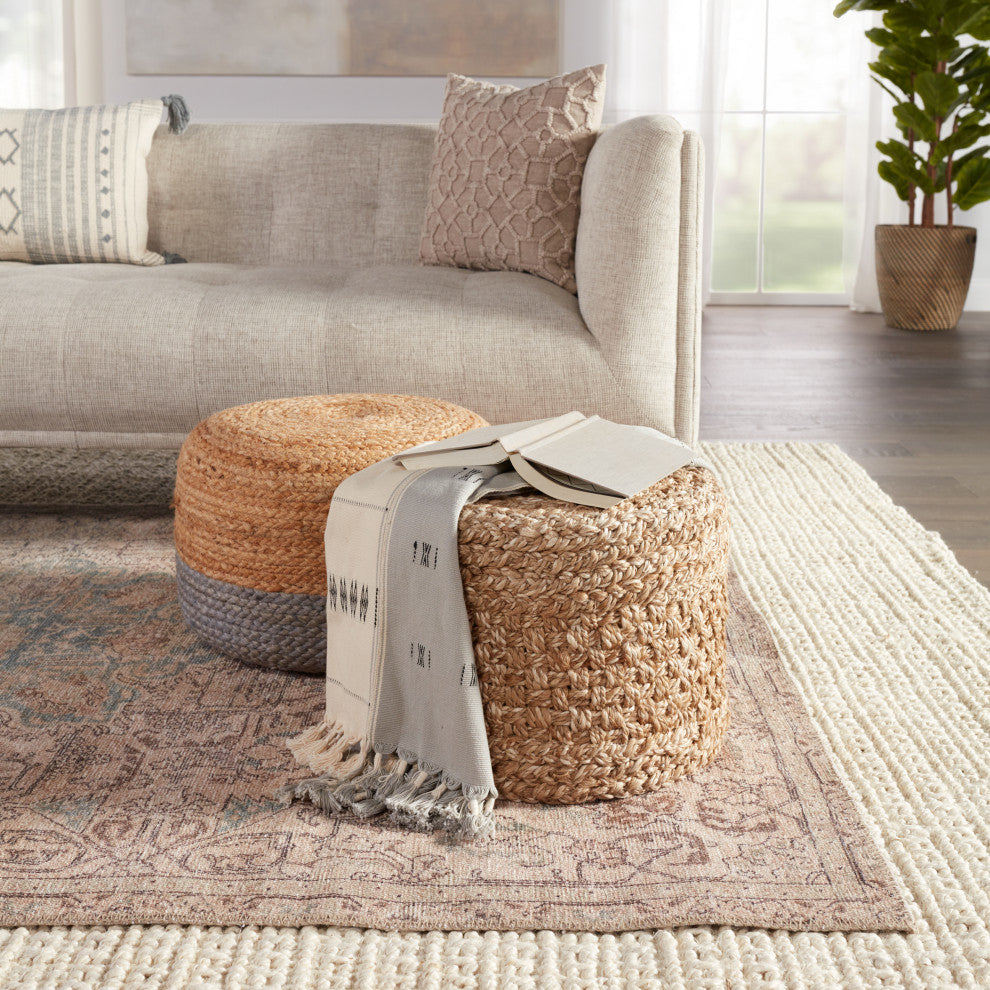 Machine Washable Parisa Medallion Light Blue and Light Tan Area Rug, 6'x9'