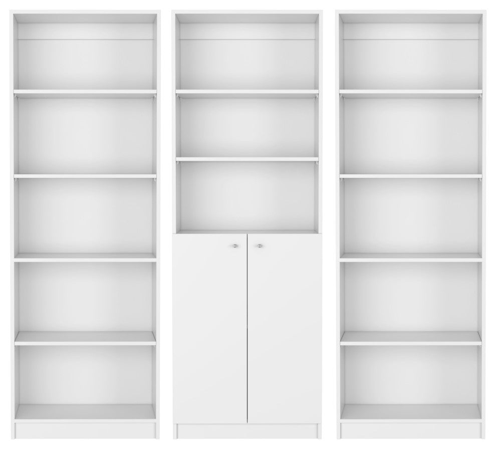 Penrose 3 Piece Living Room Set with 3 Bookcases, White