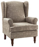 Floral Wingback Armchair with Turned Legs, Brocade