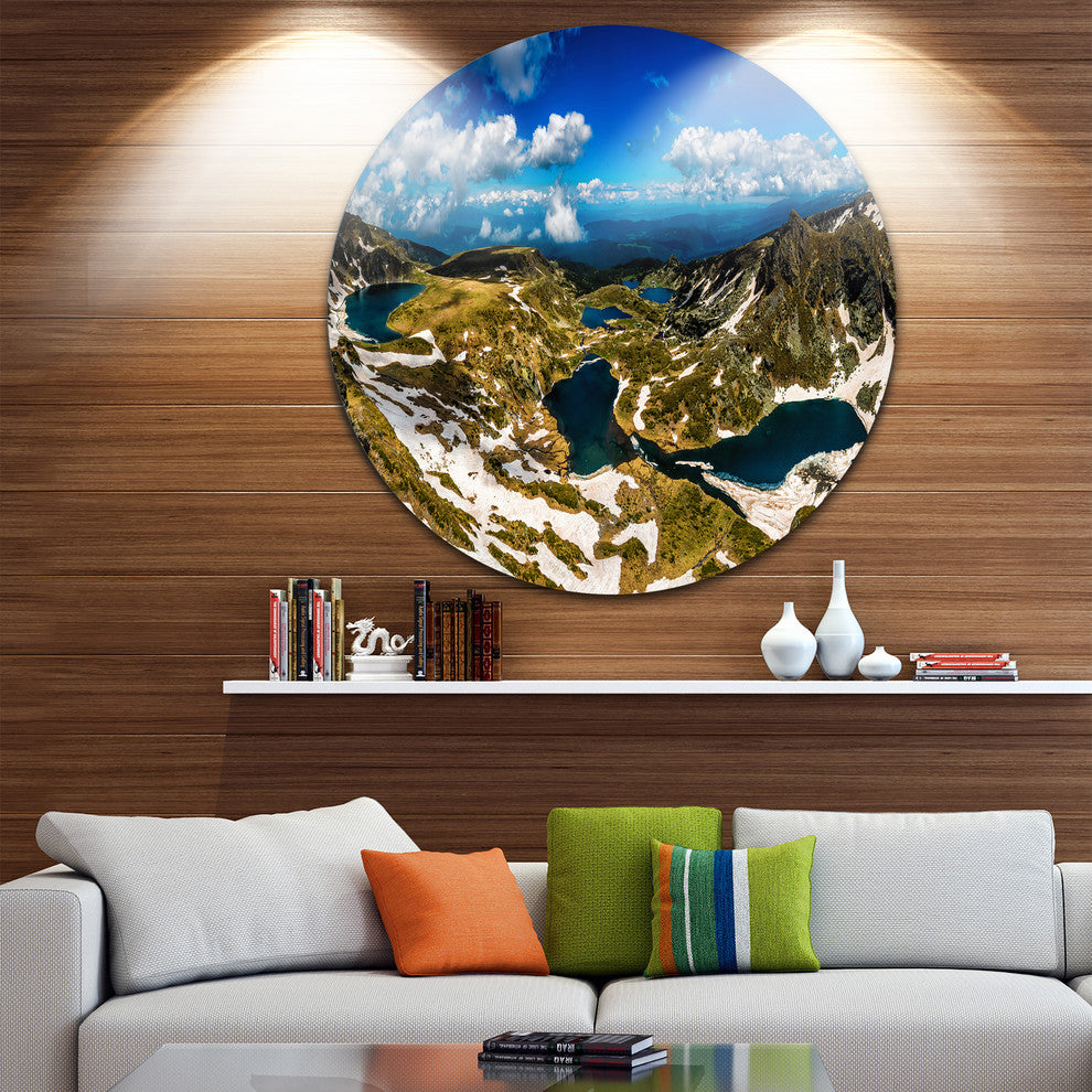 Bright Blue Sky Over Seven Rila Lakes, Landscape Round Artwork, 36"