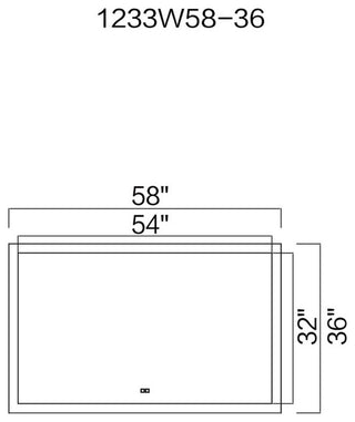 Abigail Rectangle Matte White LED 58 in. Mirror