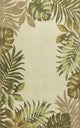 HomeRoots 3'x5' Ivory Hand Tufted Bordered Tropical Leaves Indoor Area Rug