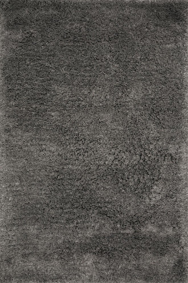 Hand Tufted Polyester Mila Shag Area Rug by Loloi II, Charcoal, 5'x7'6"