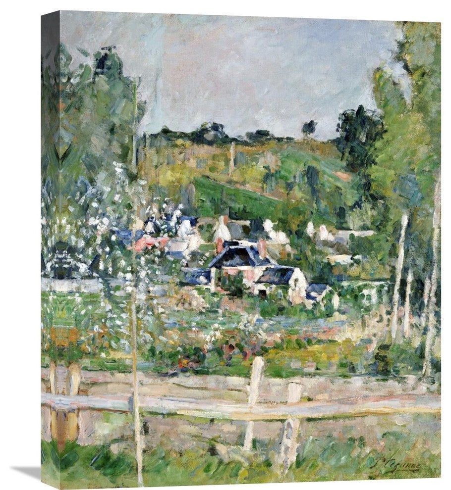 "A View of Auvers-Sur-Oise; The Fence" Canvas Giclee by Paul Cezanne, 18"x22"