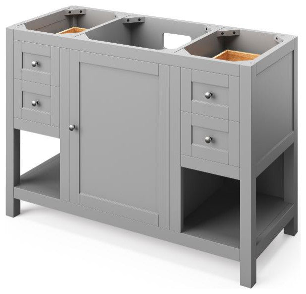 Astoria Transitional 48" Grey Vanity, Black Granite Vanity Top