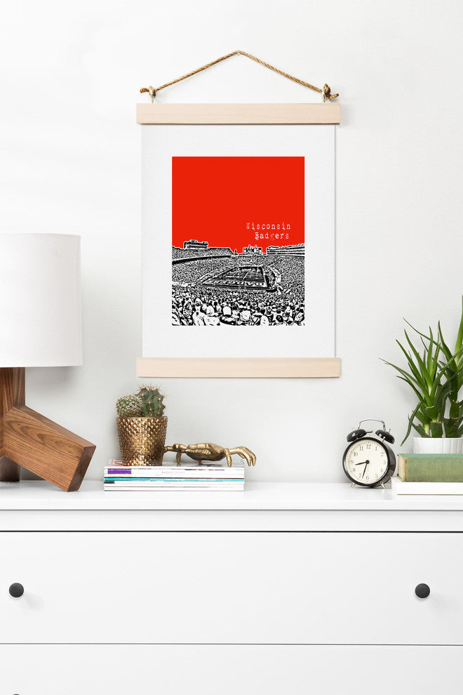Deny Designs Bird Ave Wisconsin Badgers Red Art Print