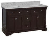 Sydney 60" Bathroom Vanity, Chocolate, Carrara Marble, Double Sink