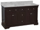 Sydney 60" Bathroom Vanity, Chocolate, Carrara Marble, Double Sink
