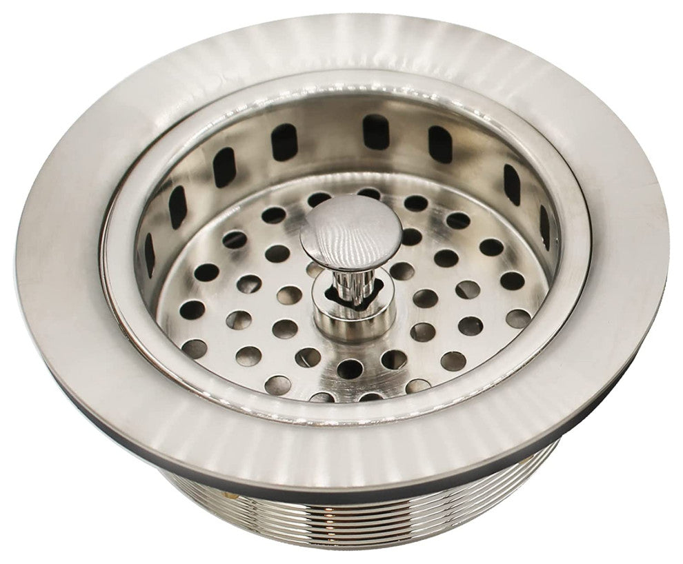 Post Style Large Kitchen Basket Strainer In Polished Brass, Satin Nickel