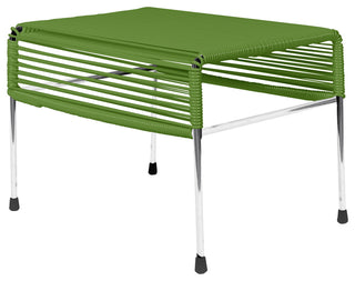 Atom Indoor/Outdoor Handmade Ottoman with Chrome Frame, Cactus Weave