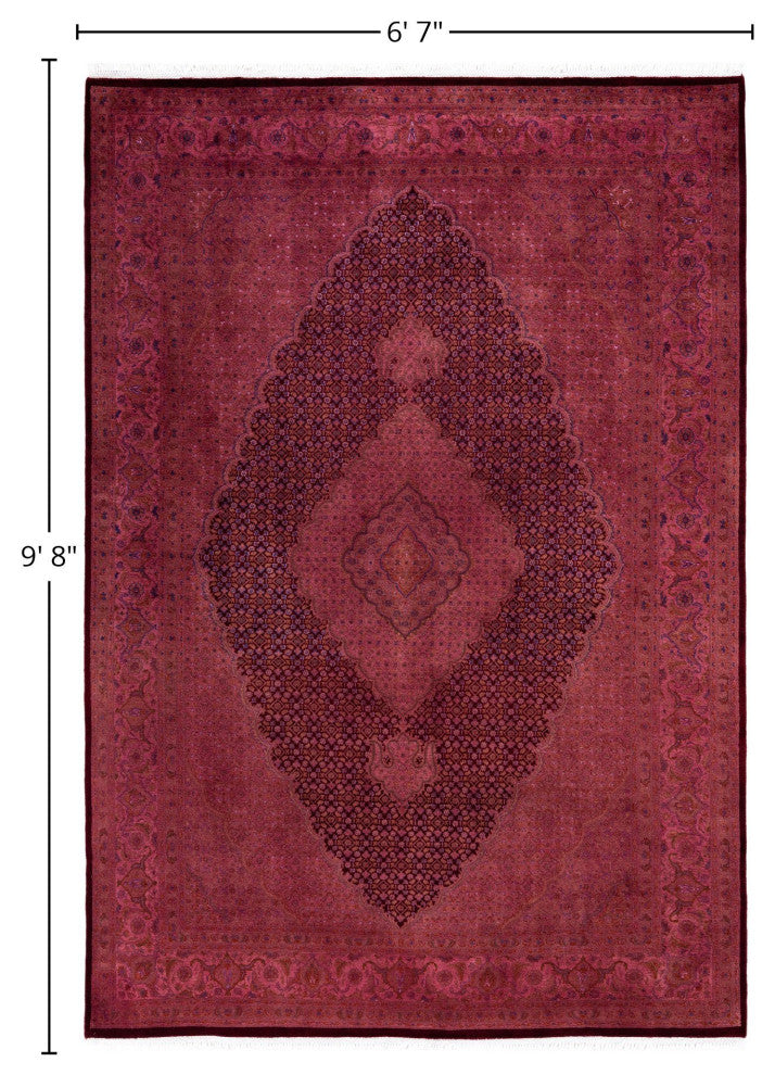 Overdyed One-of-a-Kind Hand-Knotted Area Rug Pink, 6' 7" x 9' 8"