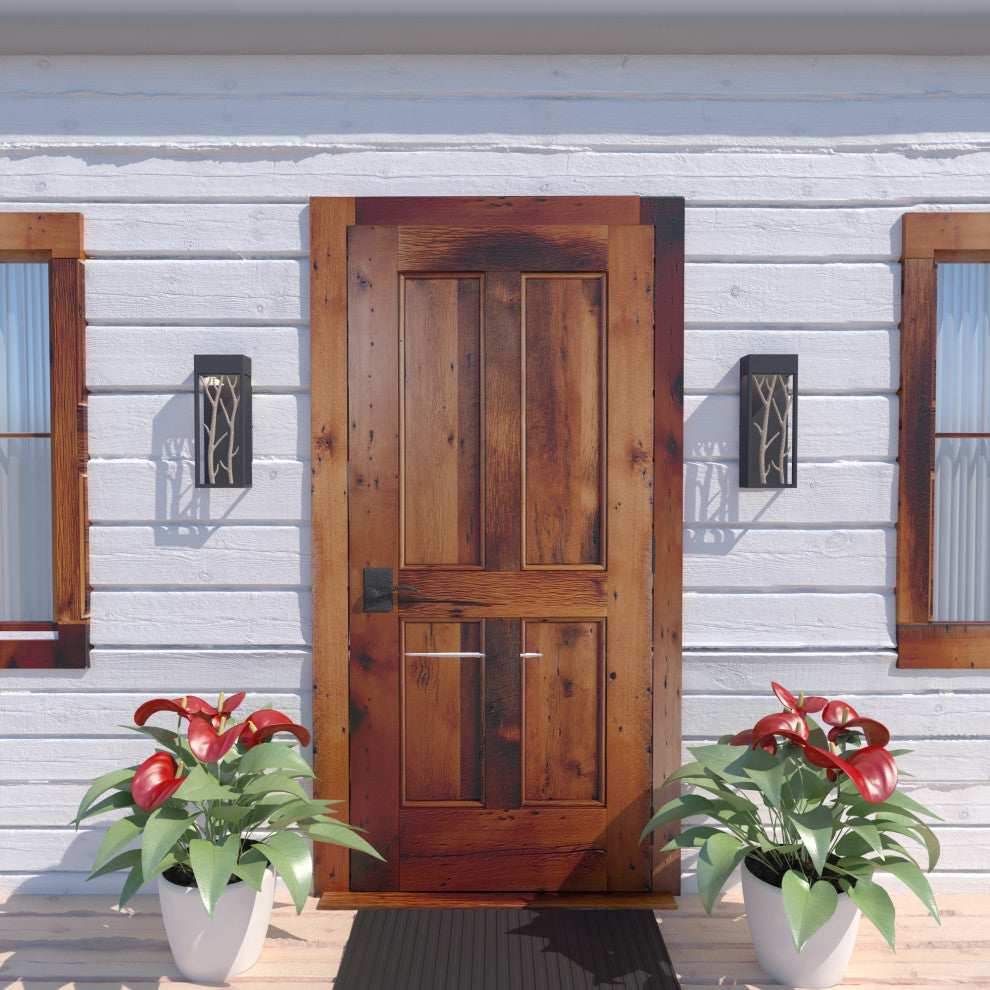 Ocala 6"W LED Outdoor Wall Light Textured Black with Poplar