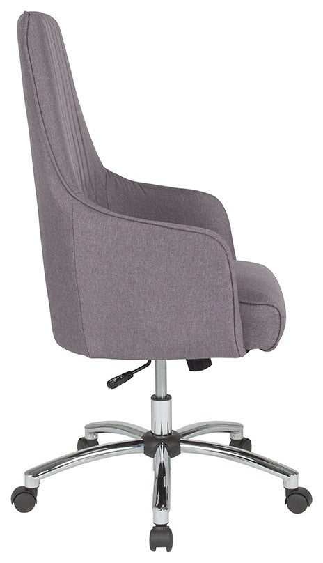 Albi Home And Office Upholstered High Back Chair In Light Gray Fabric