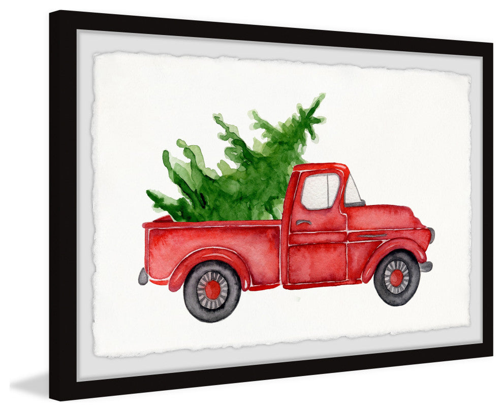 "Rustic Red Pine Truck" Framed Painting Print, 12x8