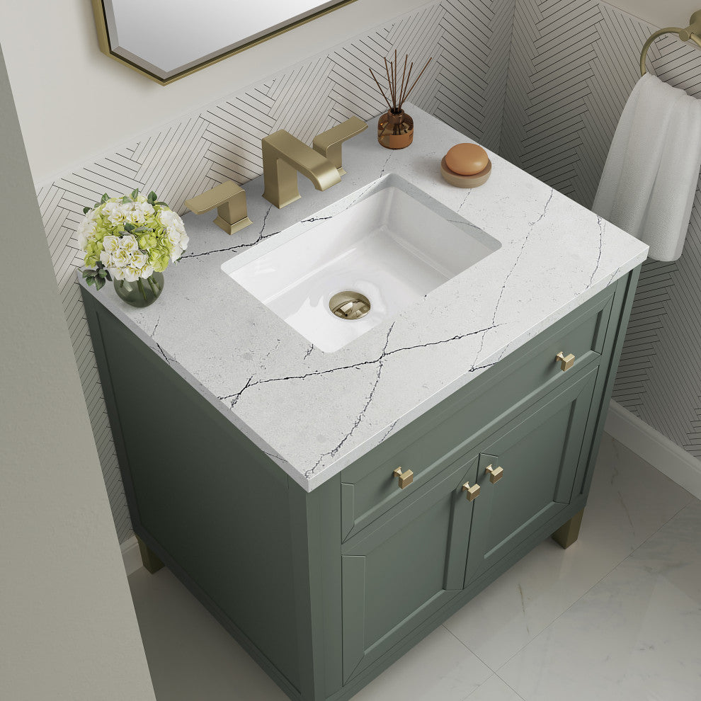 Chicago 30" Single Vanity, Smokey Celadon,  Ethereal Noctis Top