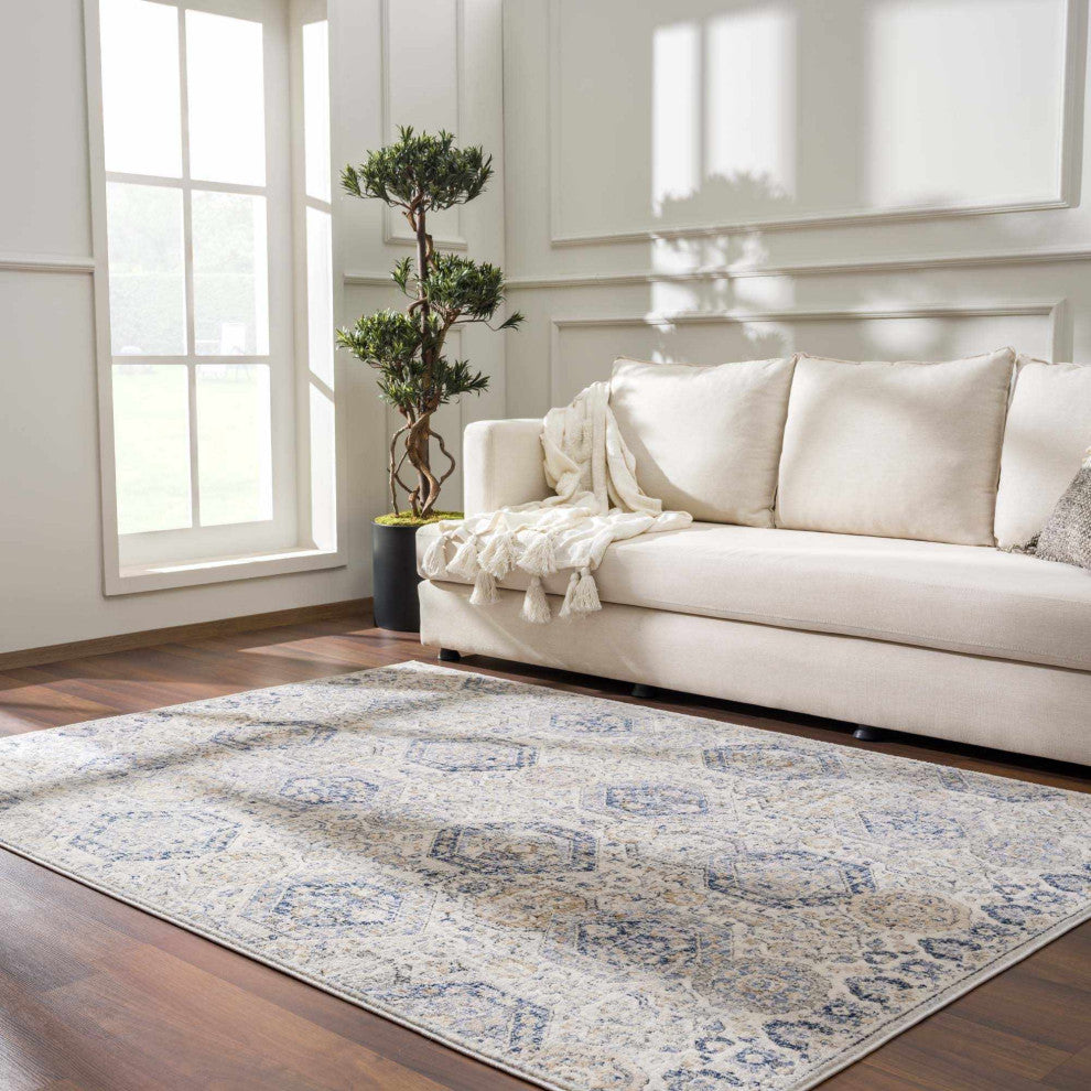 Hauteloom Parkerfield Blue Area Rug, Cream/Blue, 4'3"x5'7"