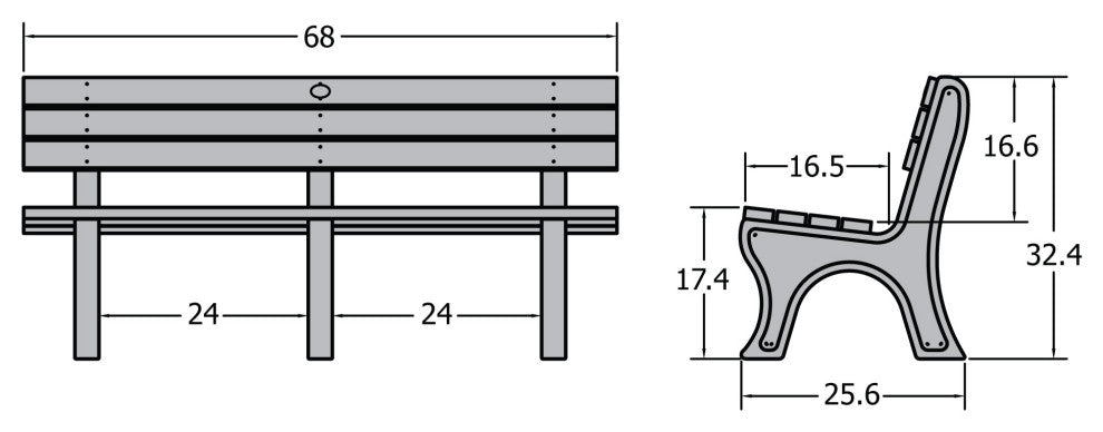 Aurora Traditional 6' Park Bench, Federal Blue