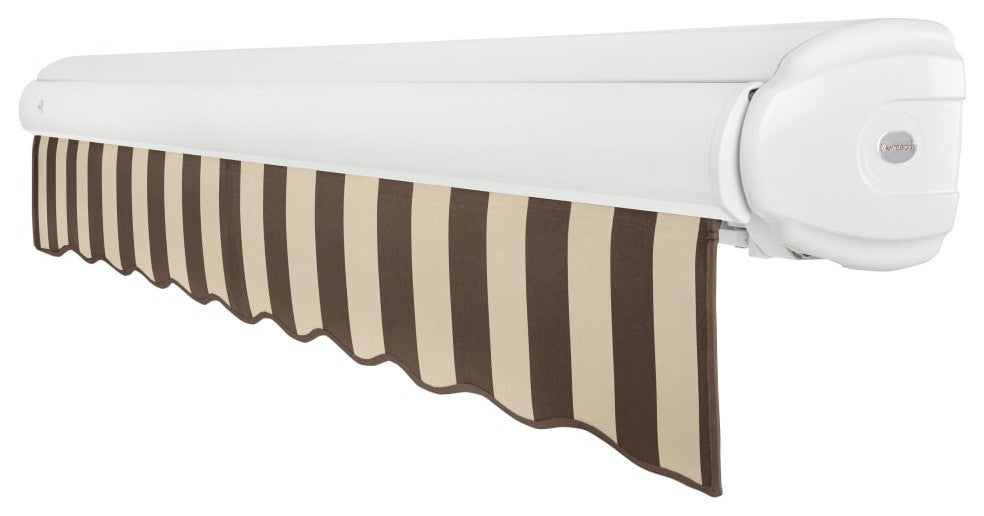 Awntech 10'x8' Full Cassette Left Motor Acrylic Retractable Awning, Brown/Tan