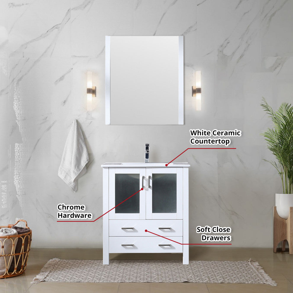 Volez Transitional White 30" Single Vanity Set