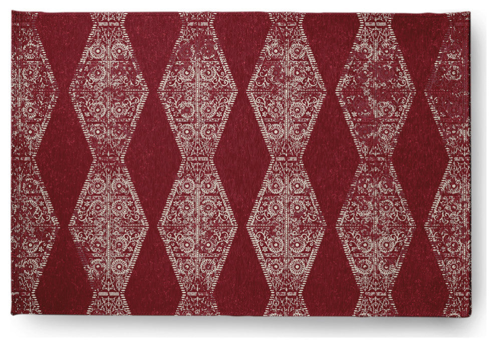 Pyramid Stripe Chenille Rug, Dark Red, 4'x6'