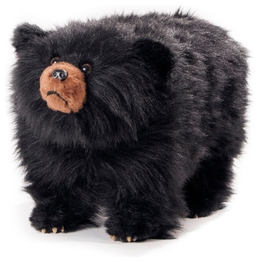 Shadow Shaggy Black Bear Footstool