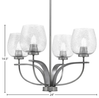 Cavella 4-Light Chandelier, Graphite, 6" Smoke Bubble Glass