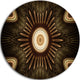 White Brown Rounded Fractal Flower, Floral Round Wall Art, 11"