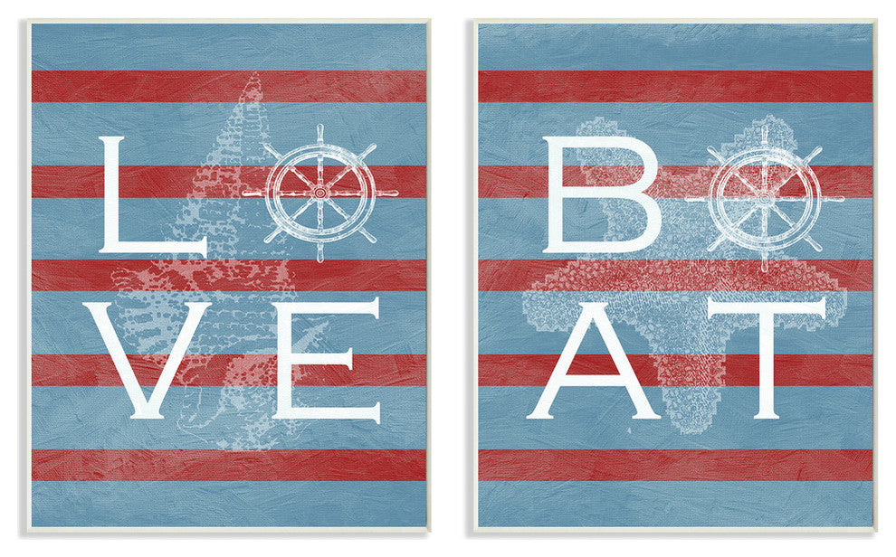 Love Boat Red Stripes 2-Piece Textual Art Set Wall Plaque
