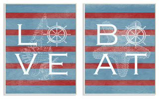 Love Boat Red Stripes 2-Piece Textual Art Set Wall Plaque