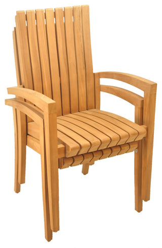 9-Piece Outdoor Teak Dining Set: 60" Rectangle Table,8 Goa Stacking Arm Chairs