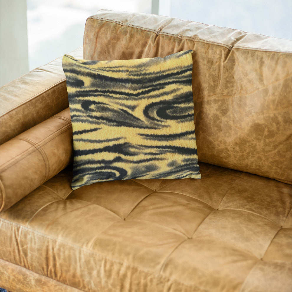 Plutus Yellow Galaxy Faux Fur Luxury Throw Pillow, Yellow, 24" x 24"